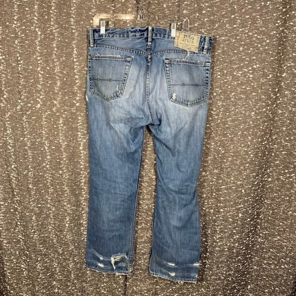 Polo Ralph Lauren Distressed Classic Fit Jeans Blue Denim 39x30 Mens Frayed